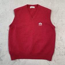 Peter Scott Pullover Herren klein rot Wolle Tank ärmellos Weste Italy Golf Kingswood