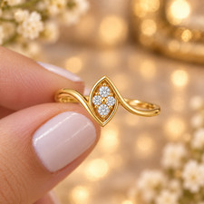 Dainty CZ Leaf Ring 925 Sterling Silver Nature Inspired Floral Ring Women