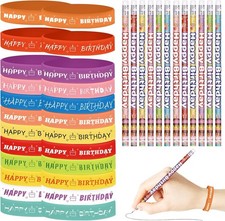 48 Pcs Happy Birthday Pencils Set 24 Happy Birthday Pencils for Students 24