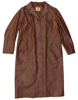 Germano Womens Leather Coat UK 14 Medium Brown ZW15