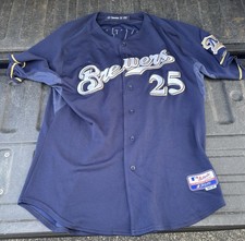 2008 Mike Cameron Game Used Milwaukee Brewers Jersey, Navy
