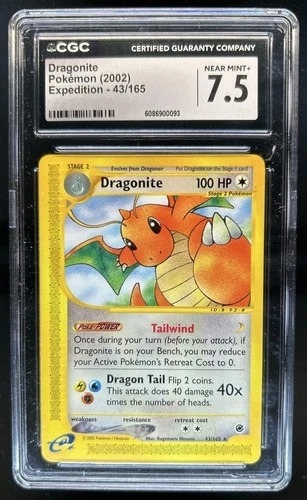 2002 Pokemon Expedition Set Dragonite #43/165 CGC 7.5
