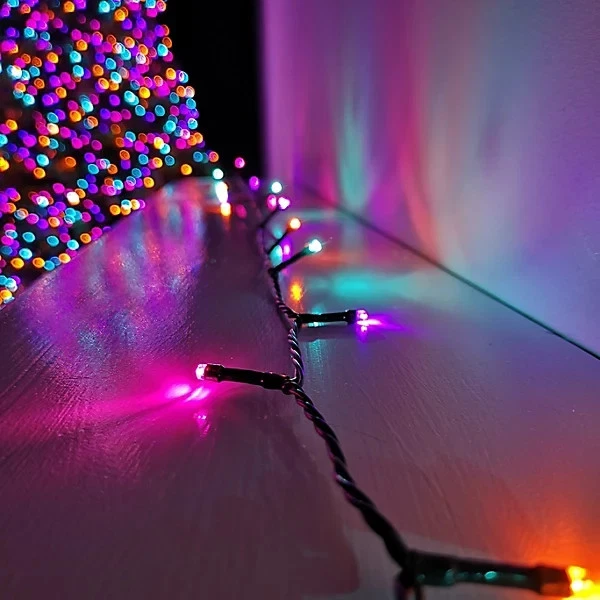 Rainbow Christmas fairy lights Xmas 200 LED OUTDOOR INDOOR TIMER free batteries