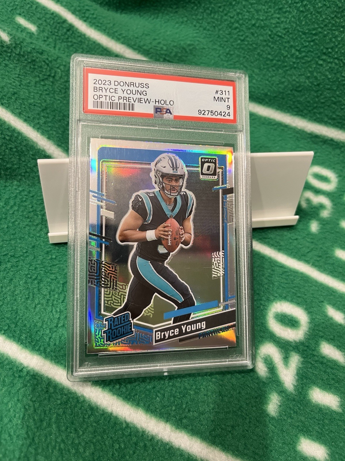 2023 Donruss - #311 Bryce Young Optic Preview Holo Prizm Rated Rookie (RC) PSA 9