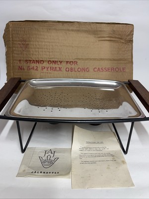Vintage JAJ Warmhalteständer für Pyrex 542 längliche Kasserolle KALORETTEN NEU VERPACKT