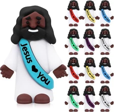 Bememo 12pcs Mini Black Jesus Loves You Figures Little Bright Colors 