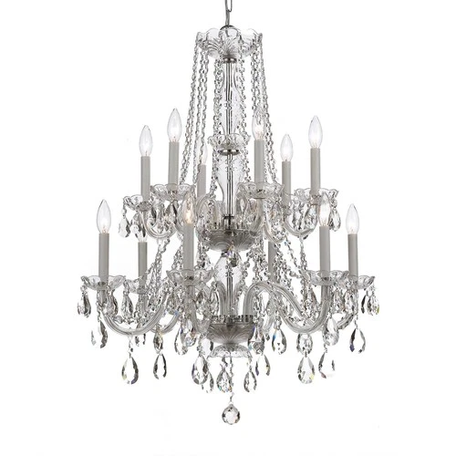 Traditional Crystal 26"W Polished Chrome 12-Light Chandelier - Picture 4 of 7