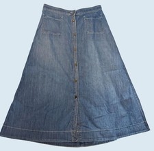 Vintage CHAPS Denim Maxi Full Button Skirt 90s / 00s Size LARGE