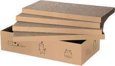 4 Packs in 1 Cat Scratch Pad with Box, Cat Scratcher Cardboard,Reversible,Durabl