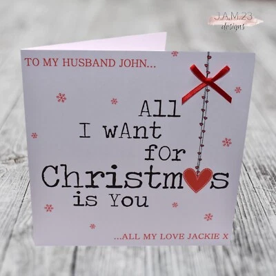 J.A.M. 23 DESIGNS Personalised Christmas Card Wife Partner Fiancee Girlfriend Husband Boyfriend