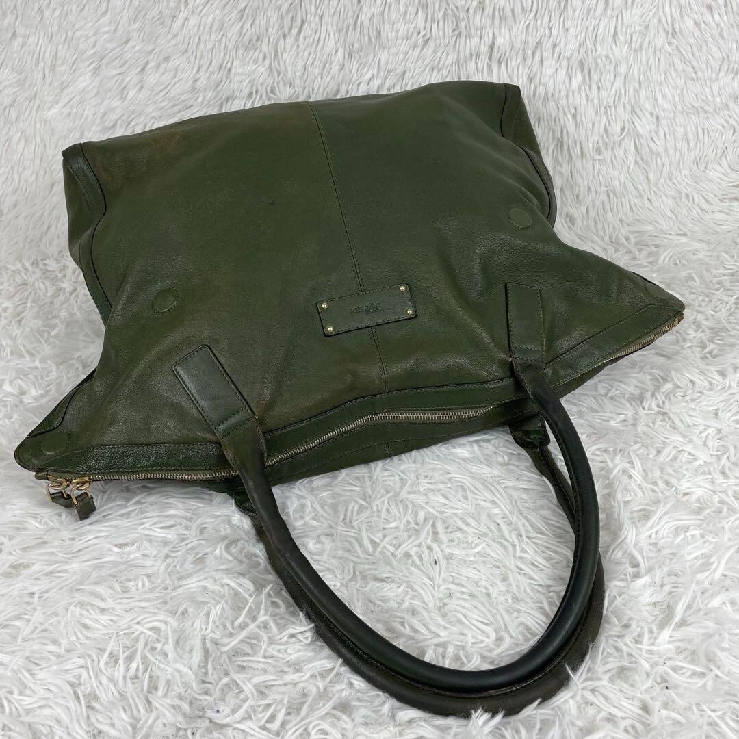 Alexander McQueen Demanta Olive Green Tote Bag Leather Auth