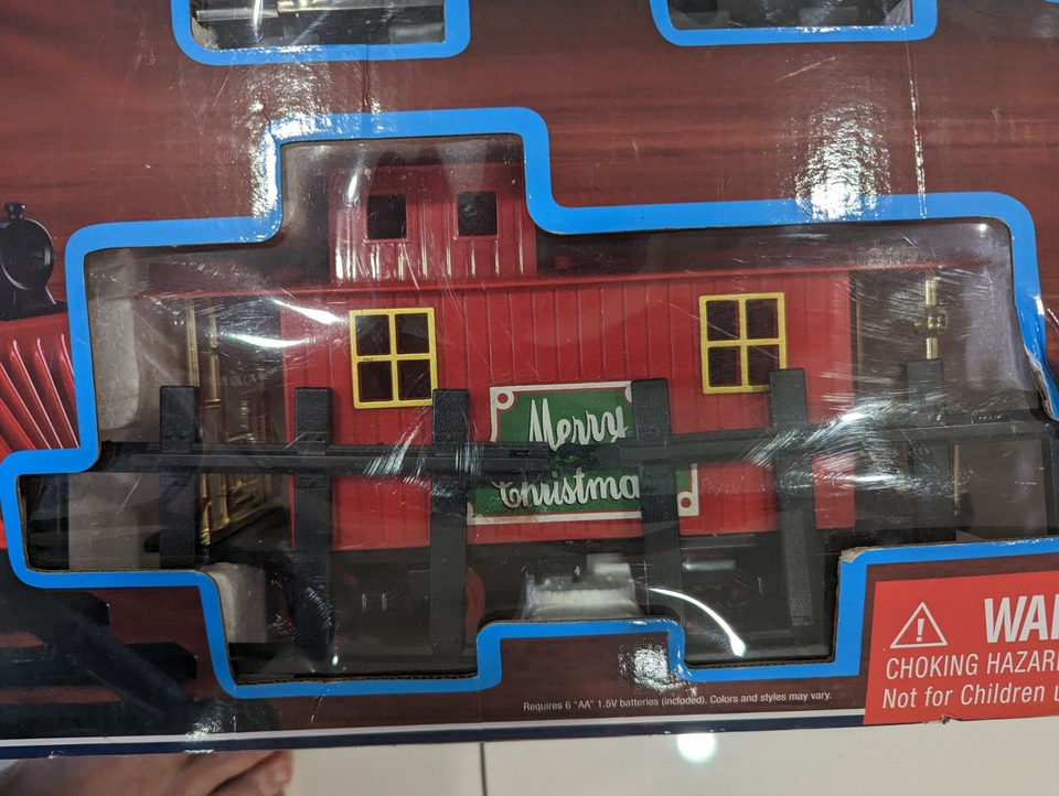 North Pole Junction Christmas Train 34 Piece Open Box Blue Hat Toy