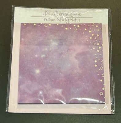 Rose Colored Daze Purple Galaxy Gold Stars Vellum Sticky Notes 3x3 