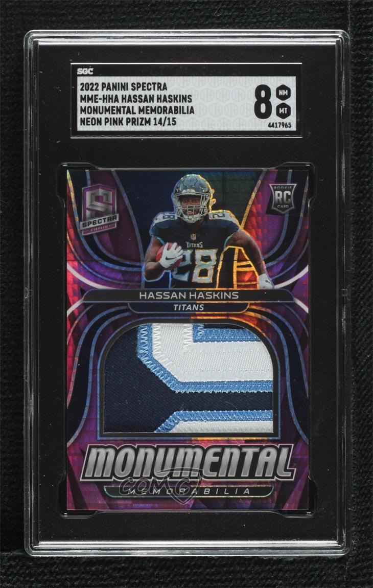 Hassan Haskins Panini Spectra Monumental Memorabilia #MMEHHA Neon Pink