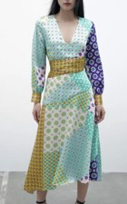 Zara Midi Patchwork Print Dress Size XL 3164/229 BNWT