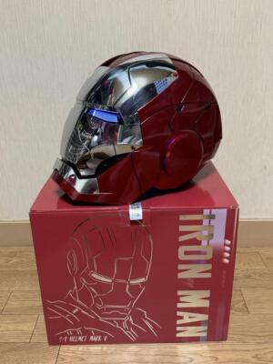 iron man 2 mark v helmet 1/1 scale AUTOKING Iron Man Mark 5 1/1 Scale Helmet Wearable Voice Control Mask Toy  Figure