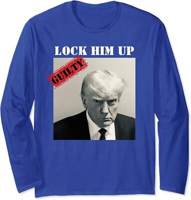 Trump Mug Shot Lock Him Up Prison Anti Trump Gift Long Sleeve T-Shirt