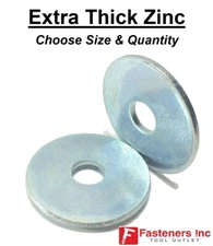 OD Extra Thick Zinc Plated Fender Washers .125 Thick (Choose Size & Qty)