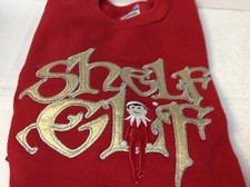 SHELF ELF SWEATSHIRT NEW YOUTH SIZE LARGE RED EMBROIDERED 50 COTTON