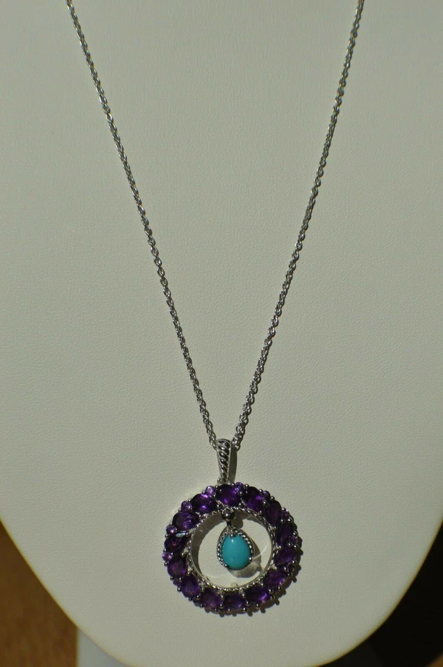 Colgante 7,64 quilates AZ SB turquesa/ópalo/reversible y cadena de 20" enchapada en platino Foto 3 de 4