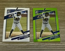 2021 Panini Donruss Optic Lot (2) Carlos Correa Prizm Refractor Lime Green, Base
