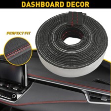 Red PU Leather Car Dashboard Decor Line Strip Sticker Trim Moulding Accessories