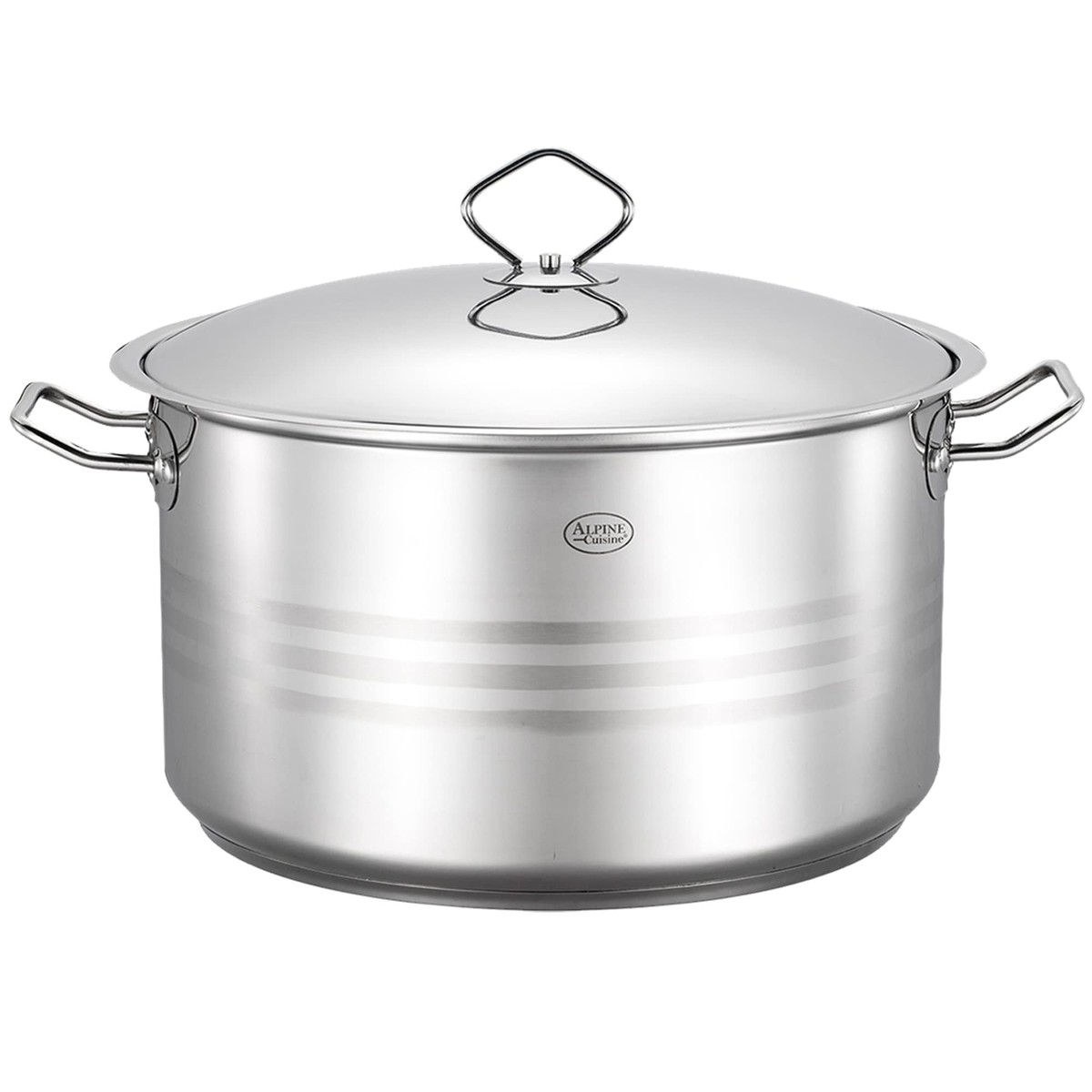 Alpine Cuisine Stainless Steel Dutch Oven with Lid Easy Cool Handle, 15  Quart