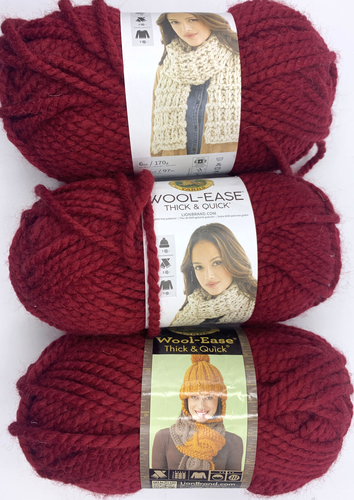 Lion Brand Yarn Cranberry Super Bulky Wool-Ease Acrylic/ Wool 106 yds Lot of 3