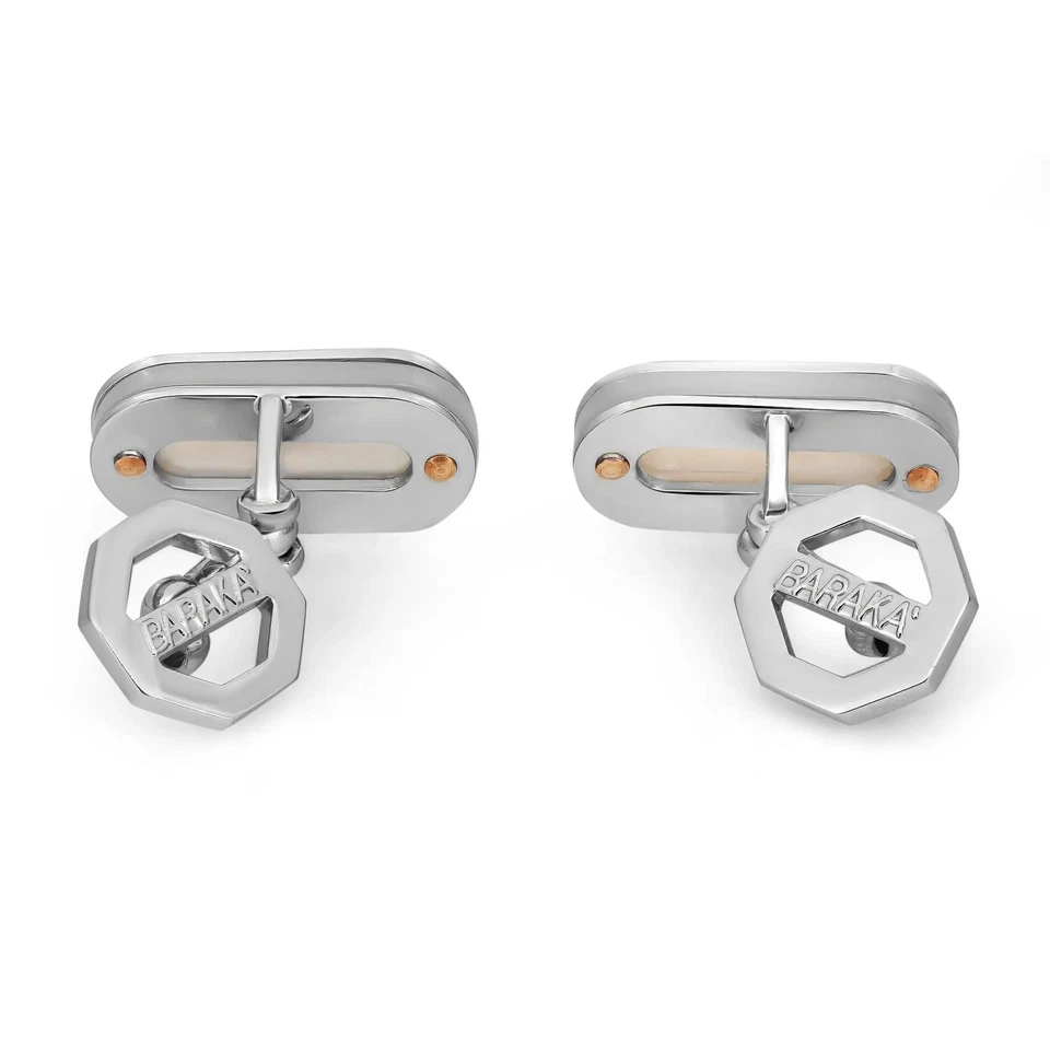 Gemelos Baraka Madreperla Blanco Oro Blanco 18K y Oro Rosa Foto 2 de 3