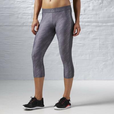 New Reebok Workout Ready Womens Printed Capri 3/4 Pants UK -18