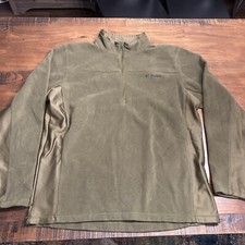 Columbia 1/4 Zip Pullover Mens XL Green Embroidered Hiking Sweater Outdoor Light