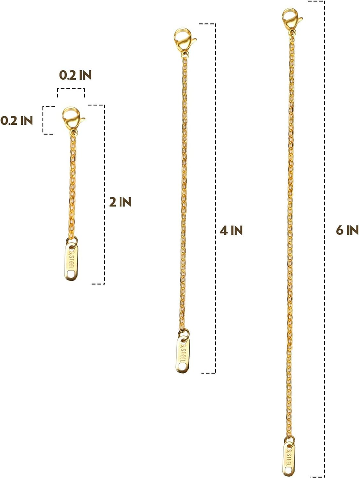 Necklace Extenders, 18K Gold Plated Chain Extenders for Necklaces, Gold