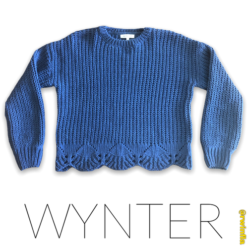 WYNTER Scalloped hem Chenille Sweater 
