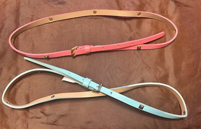 Set Of 2 Old Navy Thin Studded Girls Fashion Belts Size 10 NWOT Coral Turquoise 