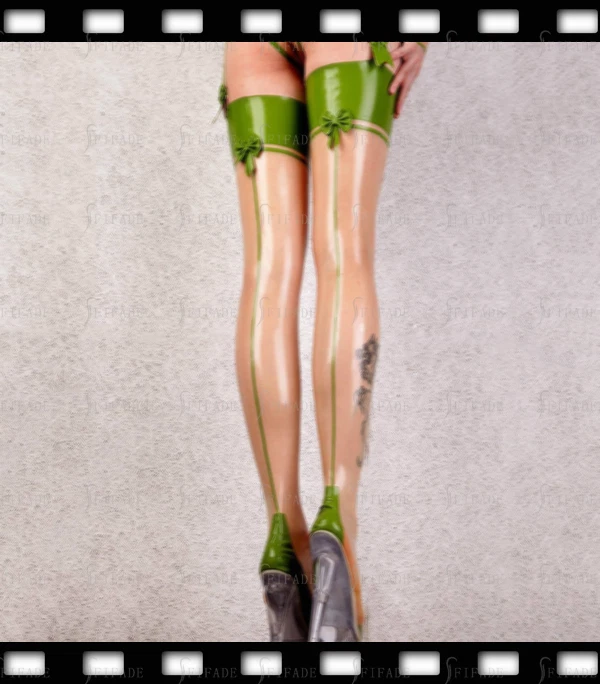 Medias de látex adornos anchos superiores con moño sexy unisex personalizadas 0,4 mm I6 Foto 2 de 4