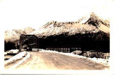 Resurrection River Bridge & Mountains Seward Alaska 1940s RPPC Postcard Photo