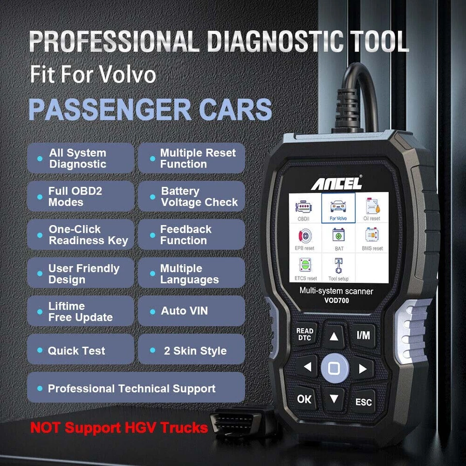 ANCEL VOD700 Profi Diagnosegerät OBD2 Gerät All System Auto Scanner fitfür Volvo - Bild 2 von 4