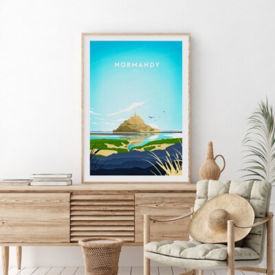 France, Normandy Traditional Travel poster Choose your Size