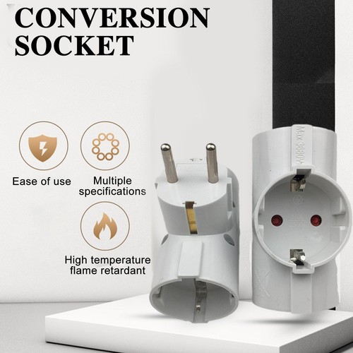 EU/DE Plug Triple Plug Protective Contact Multiple Adapter, Power Plug B4kHUK8I - Picture 5 of 9