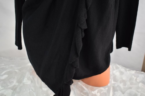 INC PETITE (S) Sweater Wrap RUFFLE COZY Cowl Neck DEEP BLACK Snaps   MSRP $79.50 - Picture 3 of 12