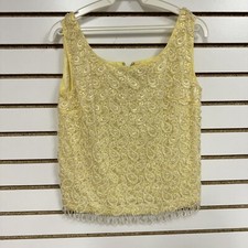 VTG Creations by Harilela's Sequins Top 36 Yellow Lambswool Beaded Fringe HLBN