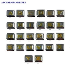 Italian Charms Gold Letters A-Z Italian Modular Charm Links for your Bracelet