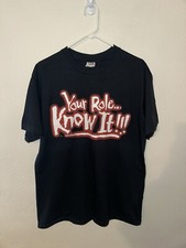 Vintage WWF Authentic The Rock "Your Role Know It" T Shirt Size L Double Sided