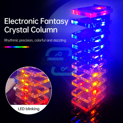DIY LED Music Spectrum Electronic Kit Crystal Column Audio Display LM339 LM358