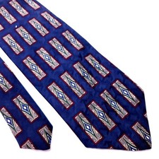 XMI Silk Tie Print Blue Geometric Short