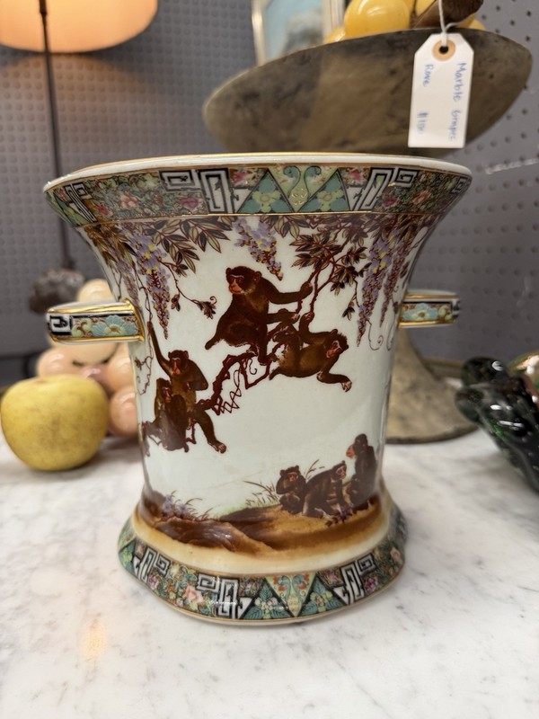Chinese Cache Pot With Monkey Design