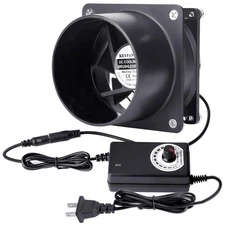 Small Axial Exhaust Fan, 80mm 12V DC Fan with AC Plug Dual Ball Bearings Air ...
