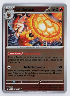 Spanish Cinderace - MEG #028/132 ME01: Mega Evolution Reverse Holo LP
