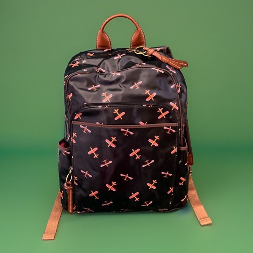 Fossil Coated Canvas Backpack With Airplanes