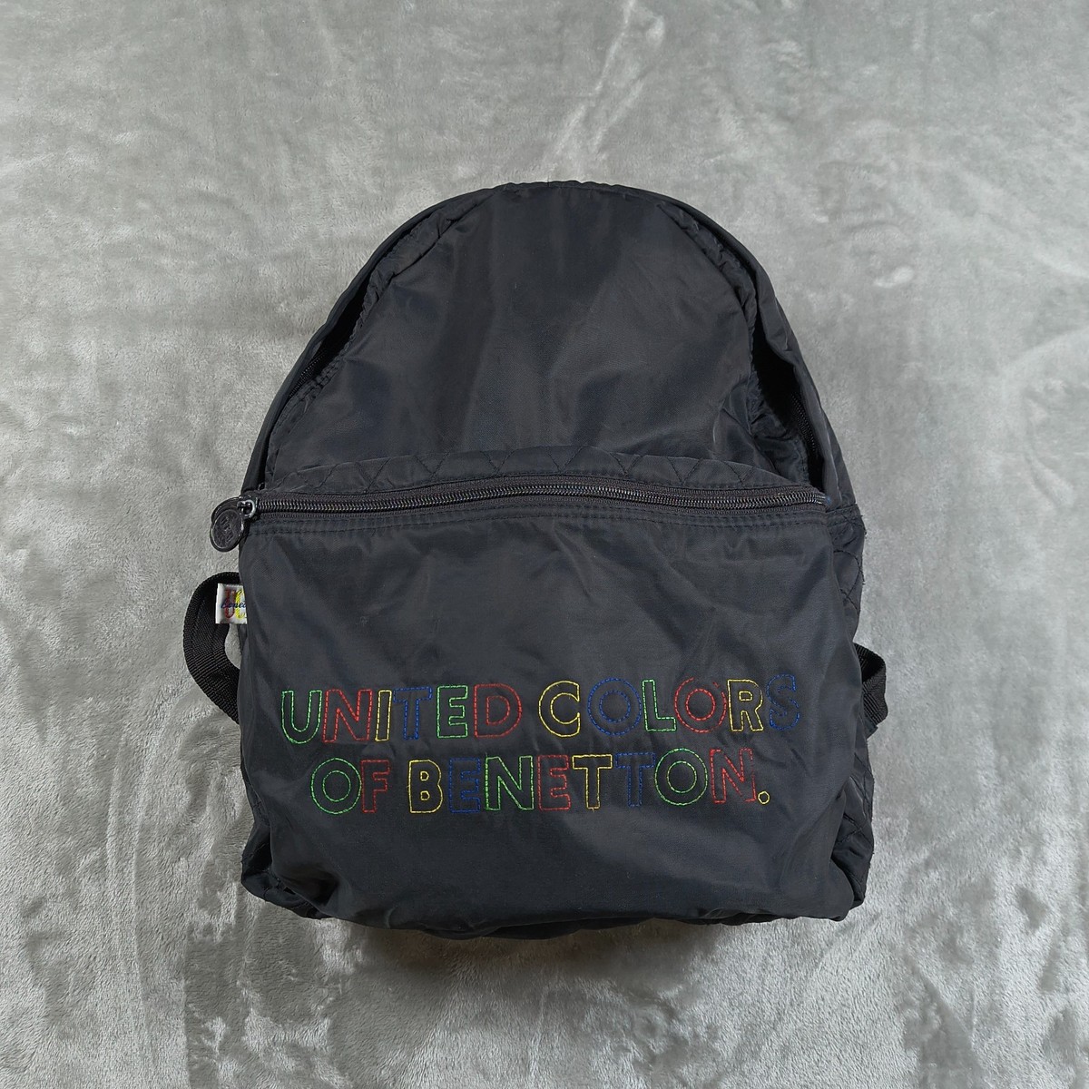 Vintage United Colors Of Benetton Backpack Black Embroidered